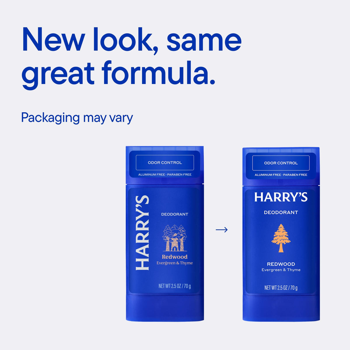 Two blue deodorant sticks with 'Harry's' branding on a light blue background.