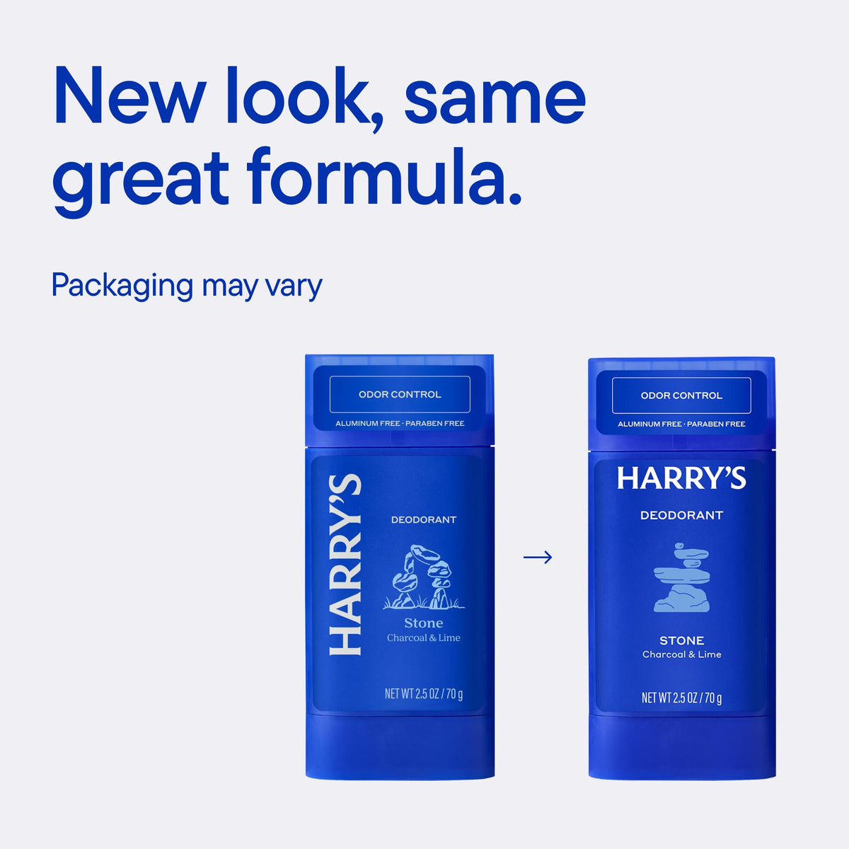 Two blue deodorant sticks with 'Harry's' branding on a light blue background.