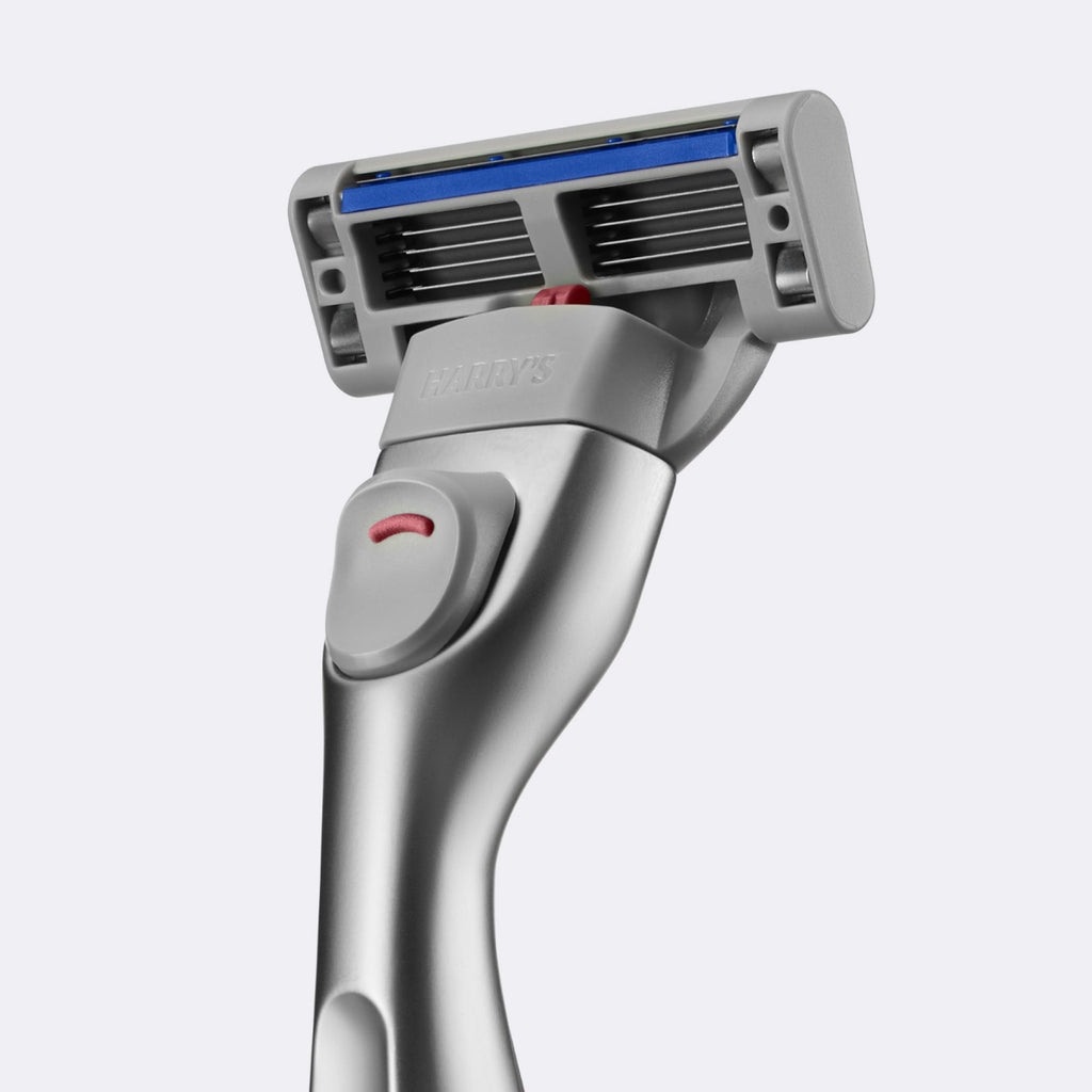 Silver Harry's shaving product on a light gray background